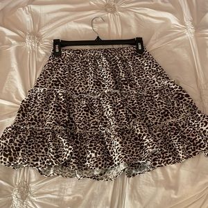 Womens frill trim Leopard print skirt